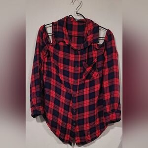 Charlotte Russe Red/Black Button Down Sz XL